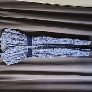 Vintage hawaiian printed blue and white jumpsuit